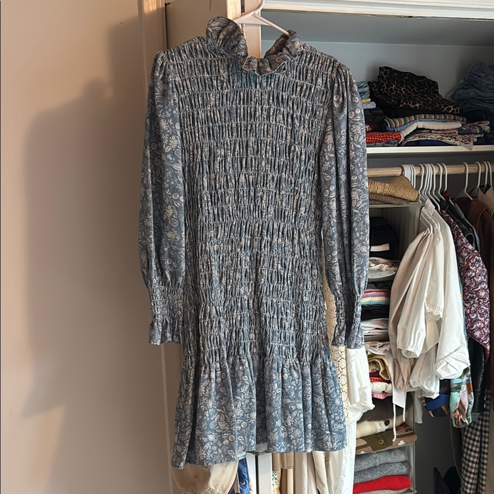 Floral Blue Ruffled Dress